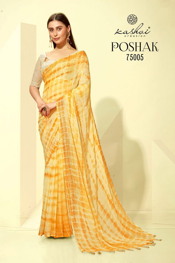 Poshak By Kashvi 75001-75008 Chiffon Sarees Catalog